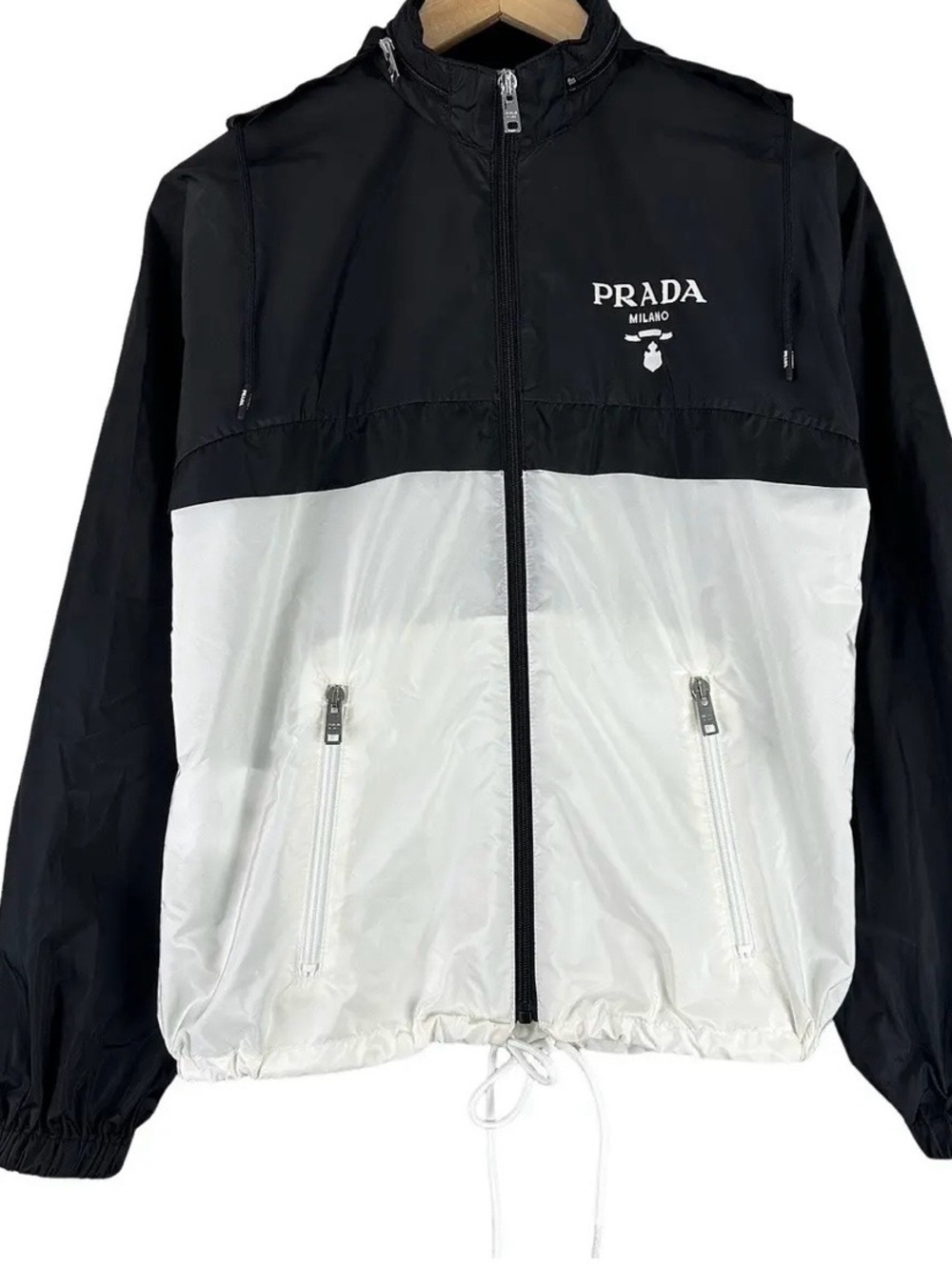 Prada Black and White Two-Tone Windbreaker Jacket